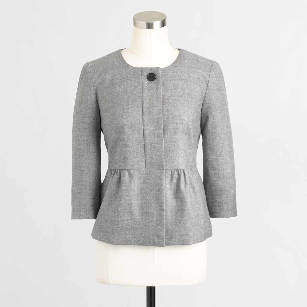 J. Crew Light Grey Peplum Suiting Jacket